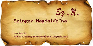 Szinger Magdaléna névjegykártya